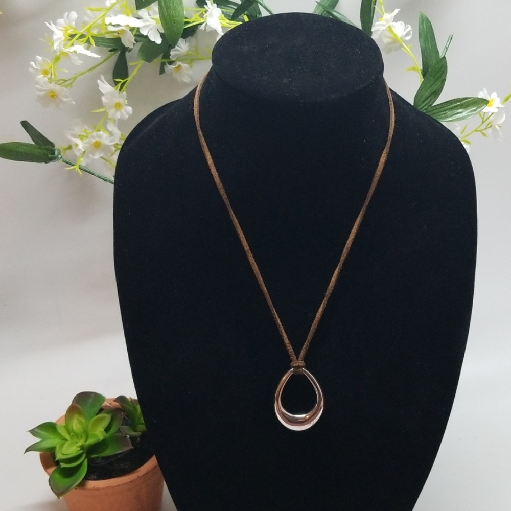 Suede Leather Rope Necklace With silver Loop
